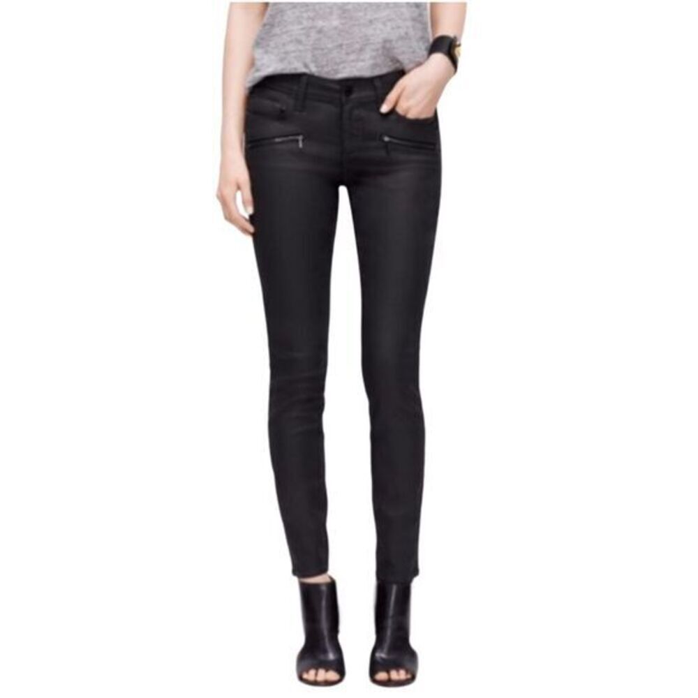 NEW Ann Taylor coated wax super skinny curvy fit black jeans, women size CURVY 4